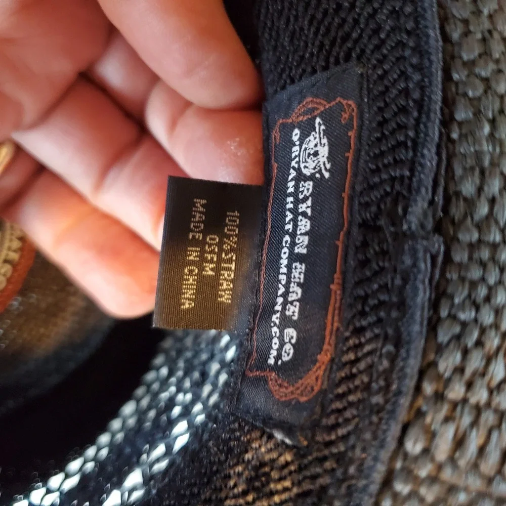 O'Ryan Hat Company Black Straw Cowboy Hat Heart Concho Rhinestone small
